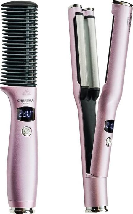 Carrera Combiné redresseur classique et kit de coiffure Wave Styler, rose pâle (Fer plat)
