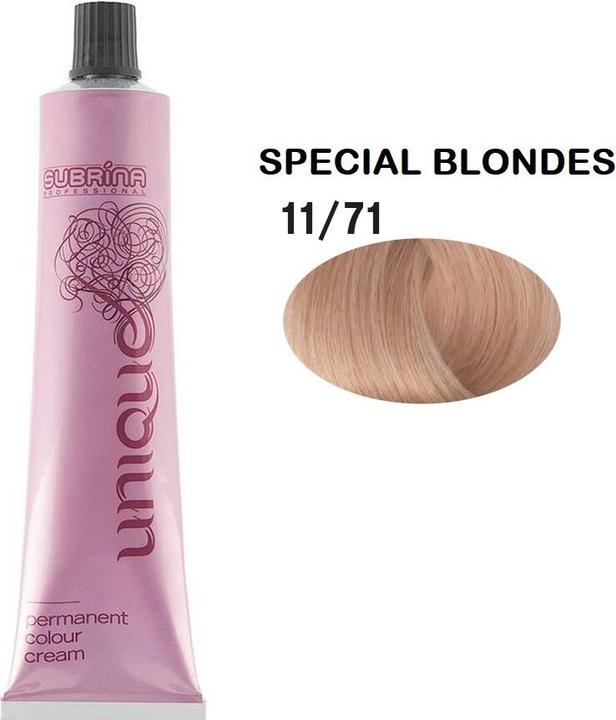 Actual product image Subrina Professional Unique Permanent Hair Dye 1171 Special Chestnut Ash Blond - 100 Ml (1171 Special Chestnut Ash Blond)
