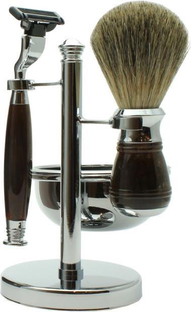 Aroma Home Shaving Set with Badger Hair Brush and Razor brown
