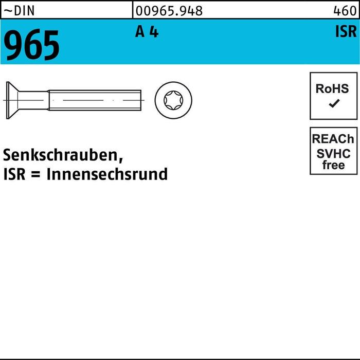Produktbild Senkschraube DIN 965 Innensechsrund M 6 x 35 -T30 A 4 (200 Schrauben pro Stück)