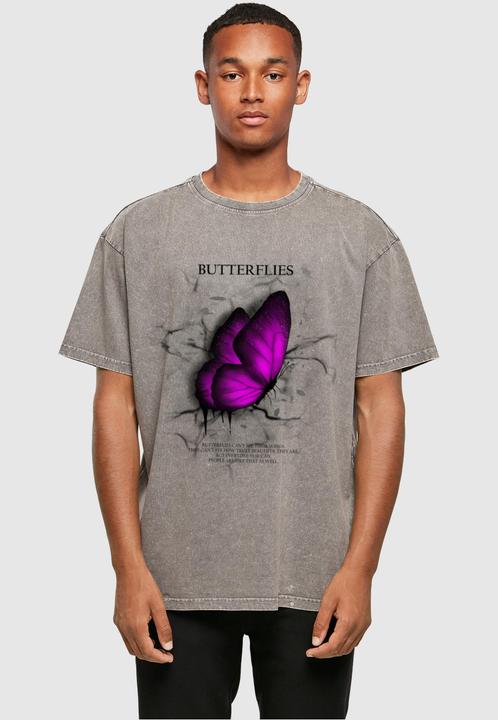 Actual product image Merchcode Butterflies Acid Washed Heavy Oversized Tee - 112635 (XS)