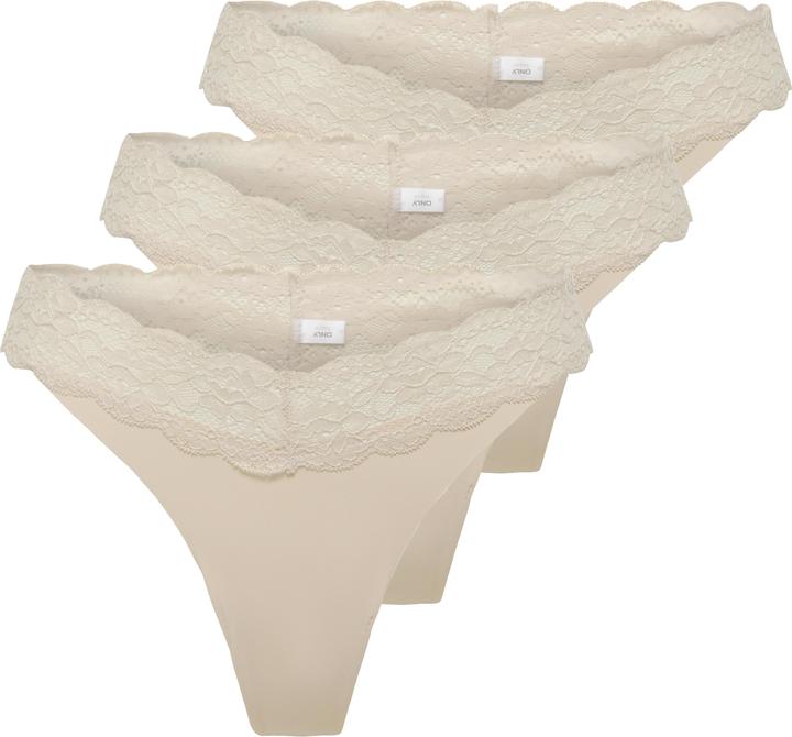 Only Onlchloe Lace S.S Thong 3-Pack Acc Noos
