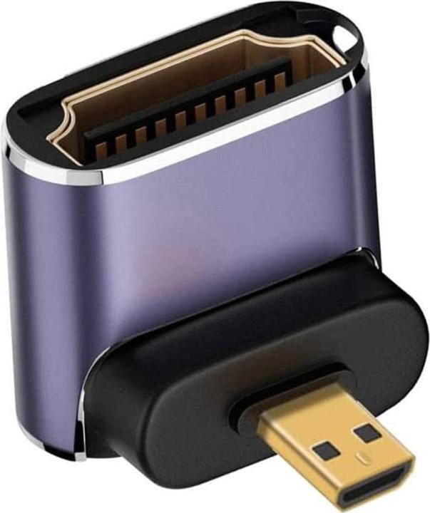 Produktbild PowerGuard Micro HDMI auf HDMI 2.1 90-Grad Winkel Up Adapter (Micro HDMI)