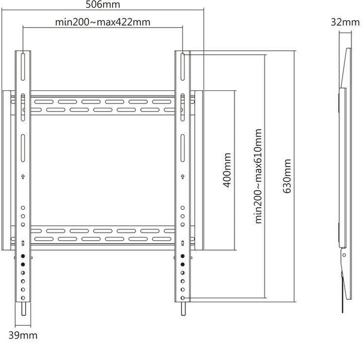 Immagine prodotto Multibrackets Supporto a parete Universal Wallmount HD P 100 kg 400 x 600 (Muro, 100", 100 kg)