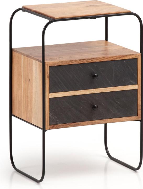 FineBuy Nachtkonsole FB55691 Akazie Massivholz Braun (40 x 60 x 30 cm)