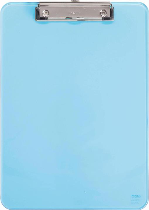 Actual product image Maul Clipboard neon, DIN A4, transparent-blue plastic, flat, nickel-plated clip terminal (22.6 x 31.8 cm)