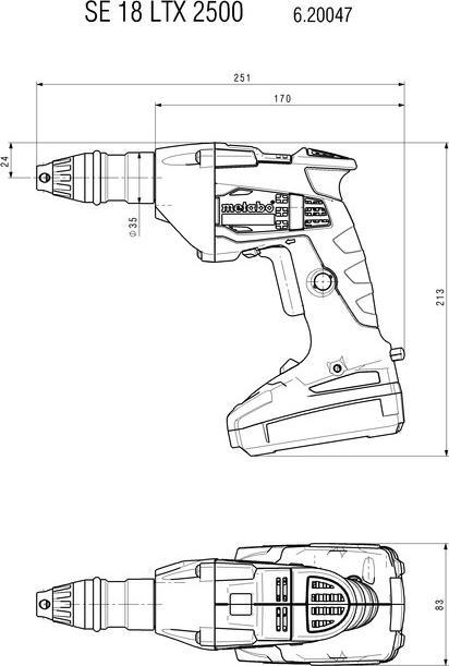 Actual product image Metabo Cordless drywall screwdriver SE 18 LTX 2500 (Rechargeable battery operated)