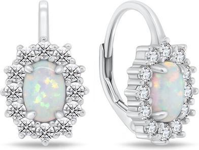 Brilio Silver - Charming silver earrings with zircons and opals EA1127W