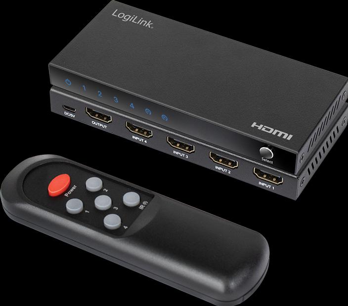 Image du produit LogiLink Commutateur HDMI, 4x1 ports, 4K/60 Hz, HDCP, HDR, CEC, RC
