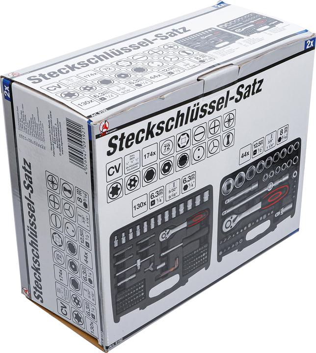 Actual product image BGS Socket Set 6.3 mm (1/4") / 12.5 mm (1/2") Drive Inch Sizes 174 pcs. (1/4")