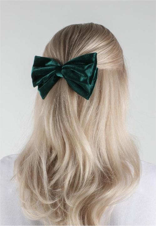 Produktbild Trisa Hair - Velvet Scrunchie & Bow Hair Clip Green