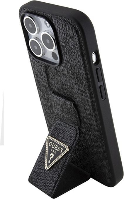 Produktbild Guess GUHCP15XPGS4TDK iPhone 15 Pro Max 6.7" czarny/black hardcase Grip Stand 4G Triangle Strass (Apple iPhone 15 Pro Max)