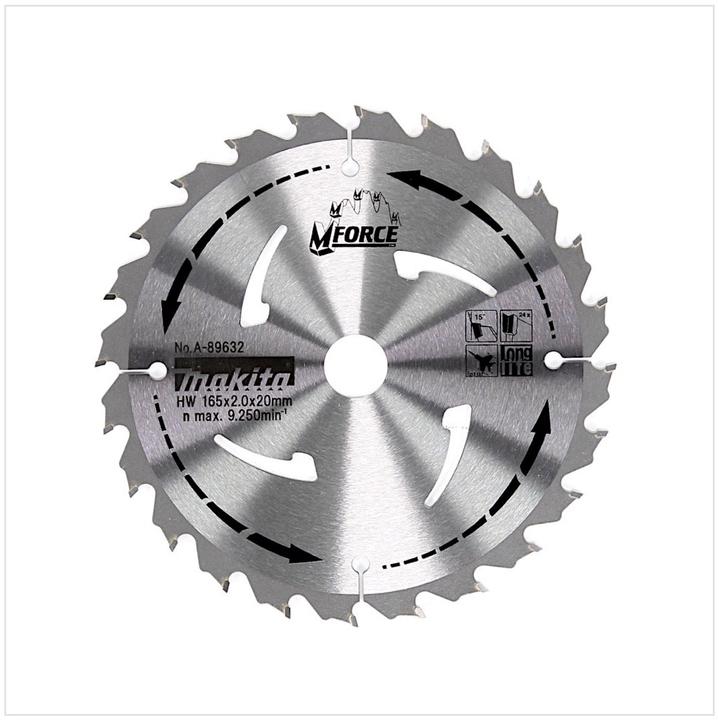 Image du produit Makita Lame carbure bois M Force 165 x 20 x 2 mm 24 dents ( A-89632 )