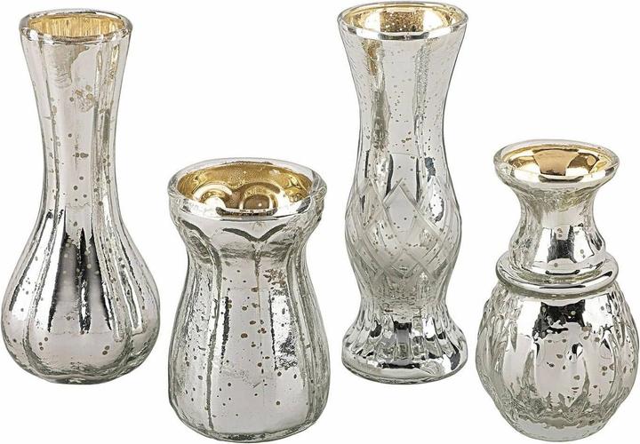 Produktbild Loberon Deko-Vase 4er Set Maelie antiksilber (4 x)