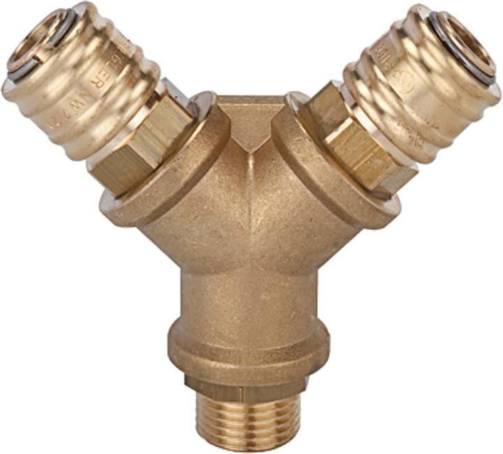 Produktbild Riegler 117924-245.31-E Verteiler mit 2 Schnellverschlusskuppl. NW7,2, G 1/4 AG, »R26EMS«, 1Stk