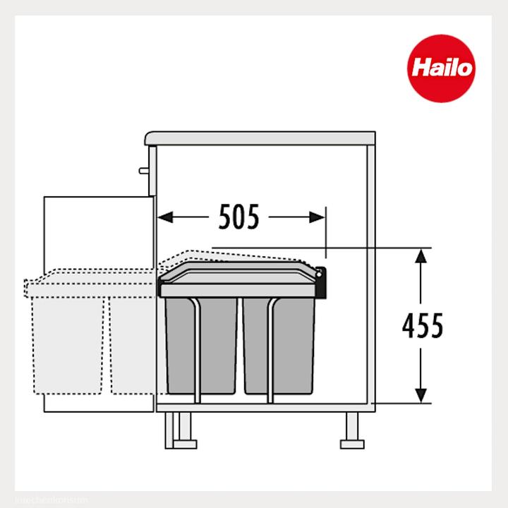 Immagine prodotto Hailo Einbau-Abfallsammler Tandem 2x15L mit Vollauszug, 1947001 (30 l)