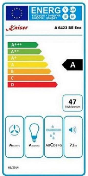 Label énergétique Kaiser A 6423 BE Eco inkl.Umluftset (Hotte murale)