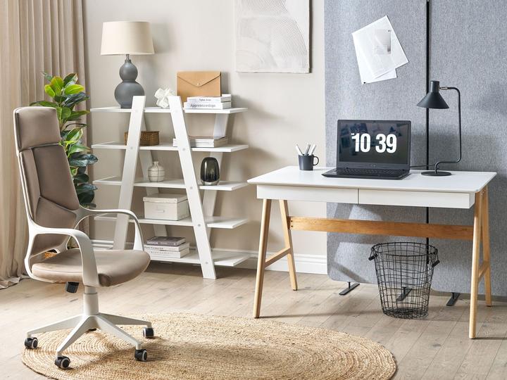 Produktbild Beliani Büromöbel-Set weiss / heller Holzfabton ESCALANTE/SHESLAY (100 x 33 x 116 cm)