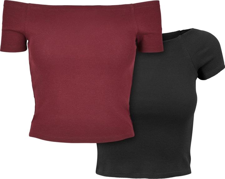 Urban Classics Ladies Off Shoulder Rib Tee 2-Pack