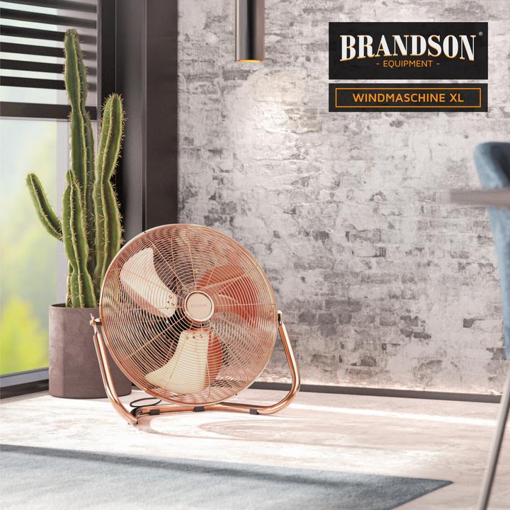 Image du produit Brandson Machine à vent 53,5 cm Ø, ventilateur de sol rétro 200W inclinable, poignée de transport, grand (67 dB)