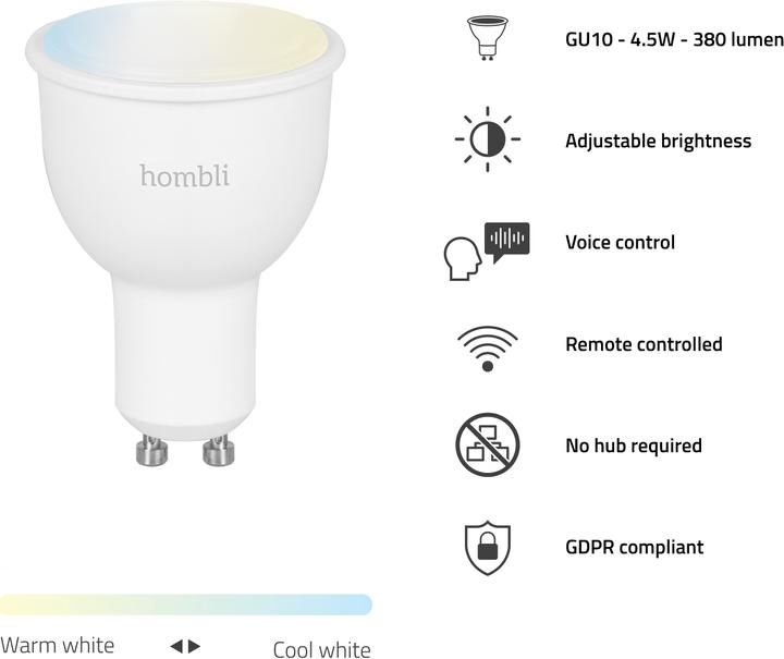 Produktbild Hombli Smart Spot CCT (GU10, 4.50 W, 380 lm, 1 x, F)