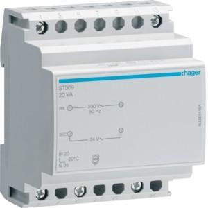 Image du produit Hager ST309 Transformateur de sécurité 230V/12V, 20VA, 4PLE