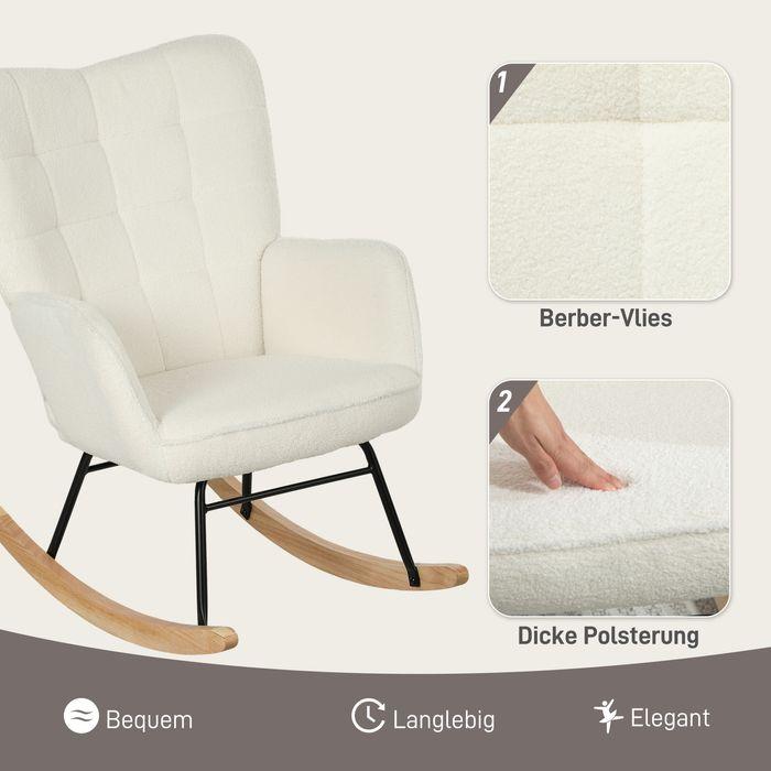 Produktbild Swisshandel24 Schaukelstuhl Sessel Relaxsessel bis 120 kg, Polyester, Weiss 98x71x101cm