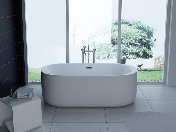 Produktbild PureHaven freistehende Luxus Acryl-Badewanne 170x80 cm elegant inkl. Siphon Überlaufschutz leicht zu (200 l, 80 cm, 170 cm)