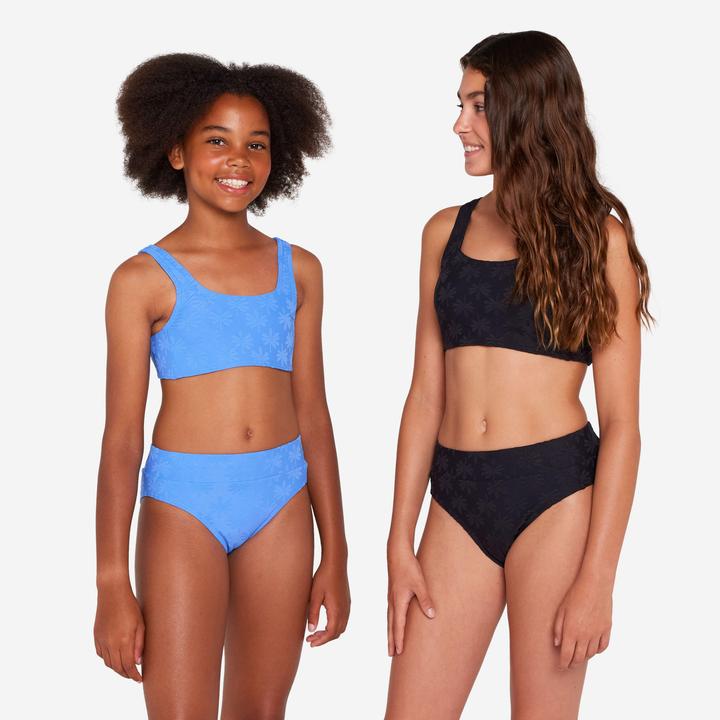 Actual product image Olaian Bikini Surfen Mädchen Bustier hoher Taillenbund 500 Lao Miami schwarz (14, 15, 16)