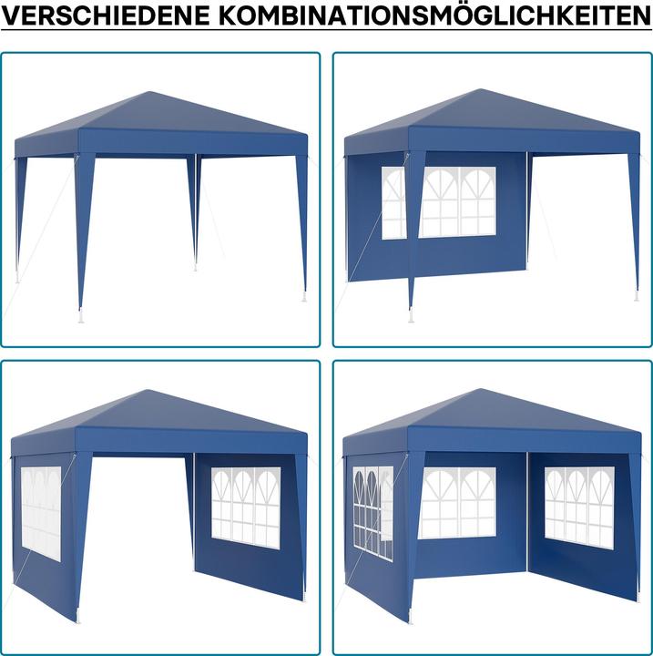 Produktbild Wiltec Pavillon 3x3m in Blau mit UV-Schutz 50+ Gartenpavillon Partyzelt Camping (300 cm, 300 cm)