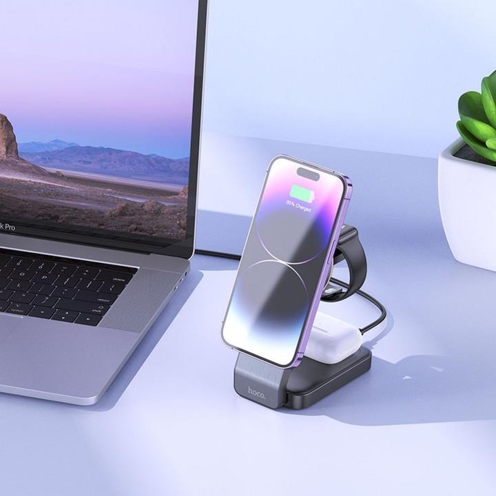 Produktbild Hoco Wireless Charger CQ3 3in1, 15W, 1.67A, schwarz (15 W)