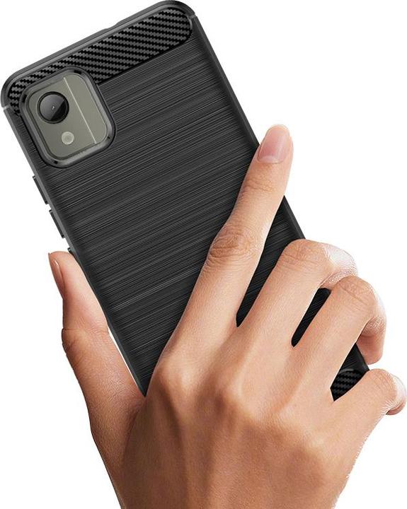 Produktbild Hurtel Carbon Case Silikonhülle für Nokia C110 - schwarz (Nokia C110)
