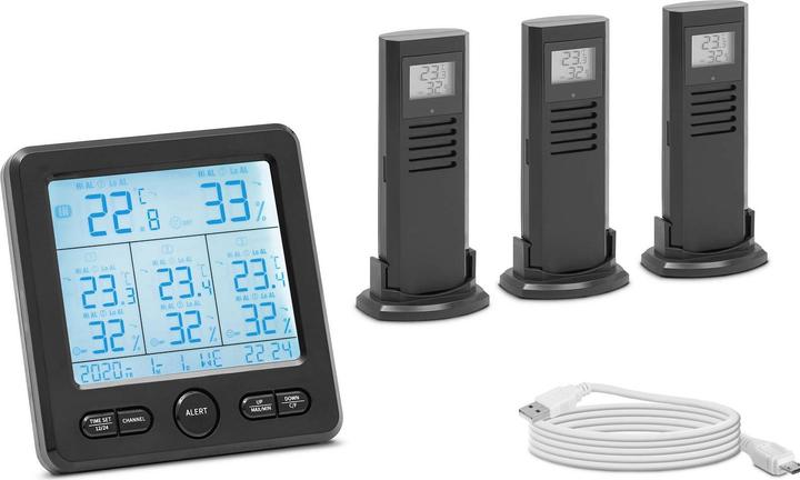 Produktbild Steinberg Raumklimastation Wetterstation Temperaturanzeige kabellos LCD 3 Sensoren