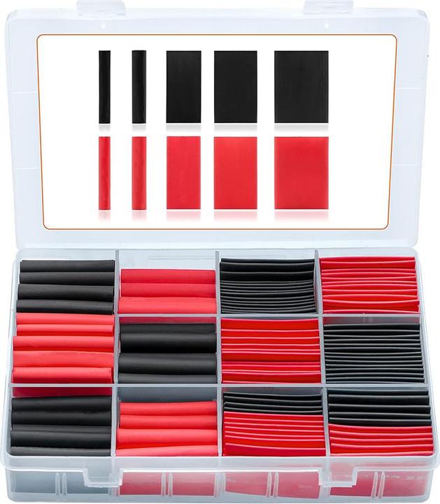 Produktbild Offgridtec Schrumpfschlauch Sortiment Schwarz Rot 4:1 Ratio mit Kleber Doppelwandig 190 Stück 45mm Länge (190 x)