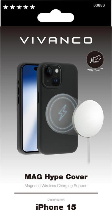 Image du produit Vivanco MAG HYPE Cover pour iPhone 15, noir, support MagSafe (Apple iPhone 15)