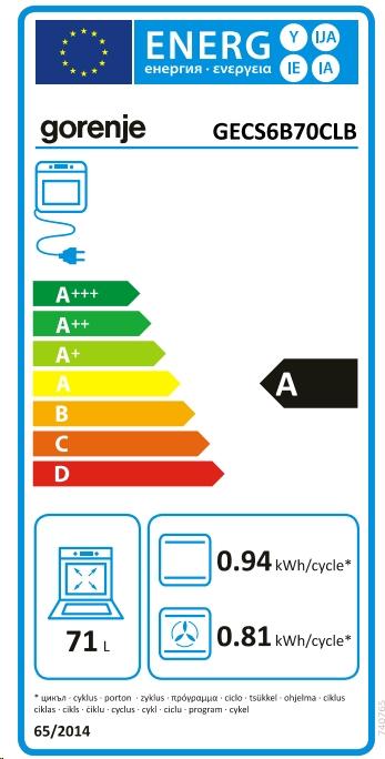 Energie-Label Gorenje Gore Herd GECS 6B70CLB