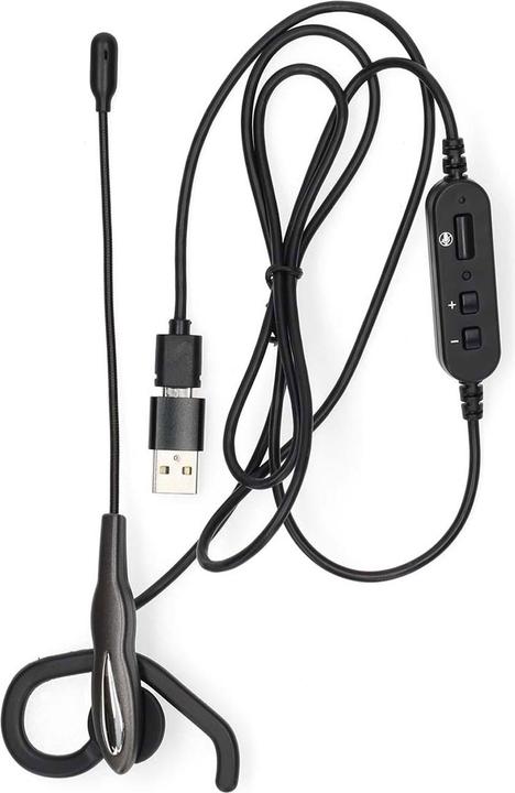 Actual product image Nedis PC Headset - In Ear - Mono - USB Type-A/USB Type-C - Foldable Microphone - Black (Cable, USB-A)