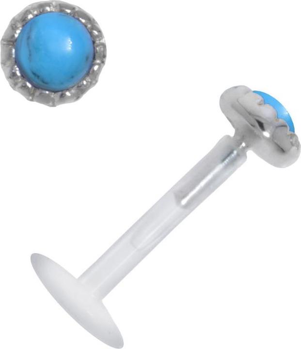Bijouteria Piercing für Lippe/Tragus (Bioplast, Schmuckstein, Silber 925)