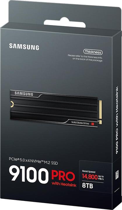 Actual product image Samsung 8TB 9100 PRO with Heatsink M.2 NVMe SSD (8000 GB, M.2 2280)
