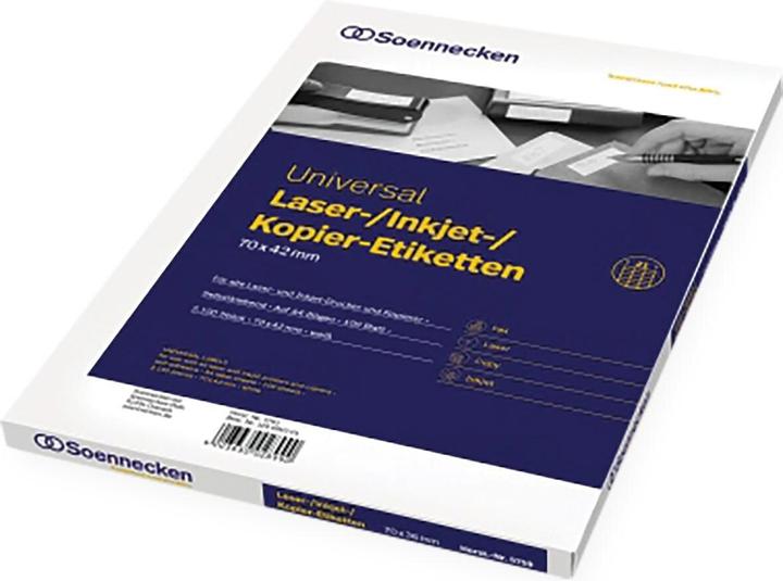 Produktbild Soennecken Etikett 5761 70x42mm weiss 2.100 St./Pack.