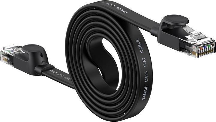 Actual product image Baseus High Speed Six types of RJ45 Gigabit network cable (flat cable)15m Black (UTP, CAT6, 15 m)