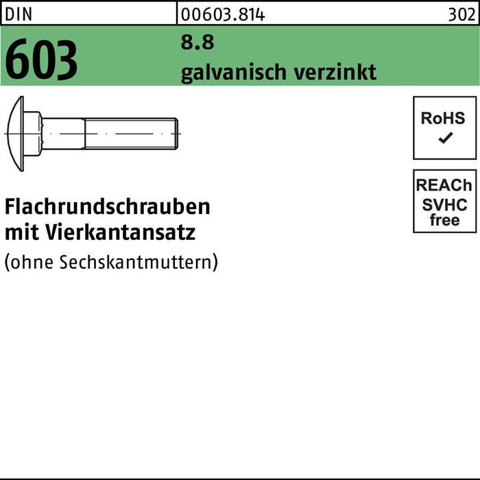 Actual product image Truss-head bolt DIN 603 w.square neck M 8 x 70 8.8 galvanised (200 Screws per piece)