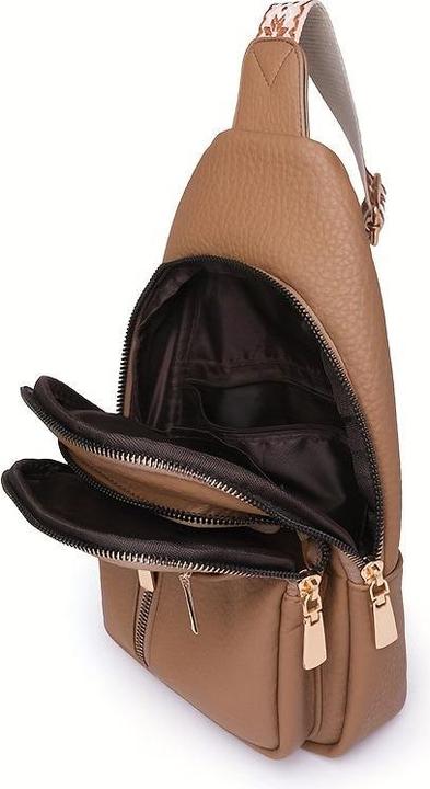 Immagine prodotto Only-Bags.Store Borsa da petto vintage con tasche multiple e chiusura a zip, borsa a tracolla casual sportiva