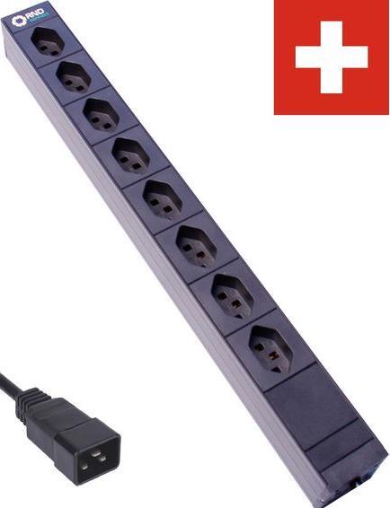 Produktbild RND Electronics Steckdosenleiste 8x Schweizer Steckdose Typ J (T23) - IEC 60320 C20 Schwarz 3m