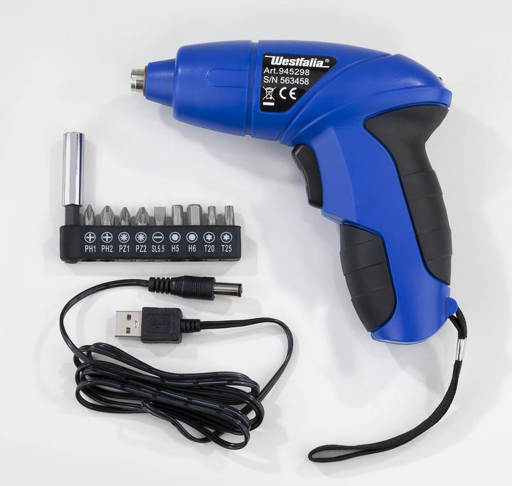 Produktbild Westfalia Akku Schraubendreher 3,6 Volt mit USB Anschluss