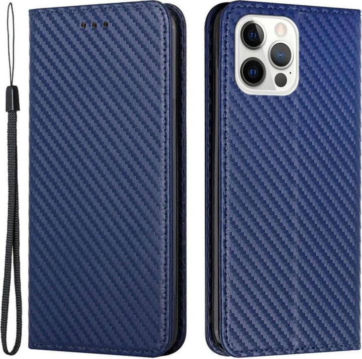 Produktbild Cover-Discount iPhone 15 Pro Max - Carbon Look Flip Case Hülle blau (Apple iPhone 15 Pro Max)