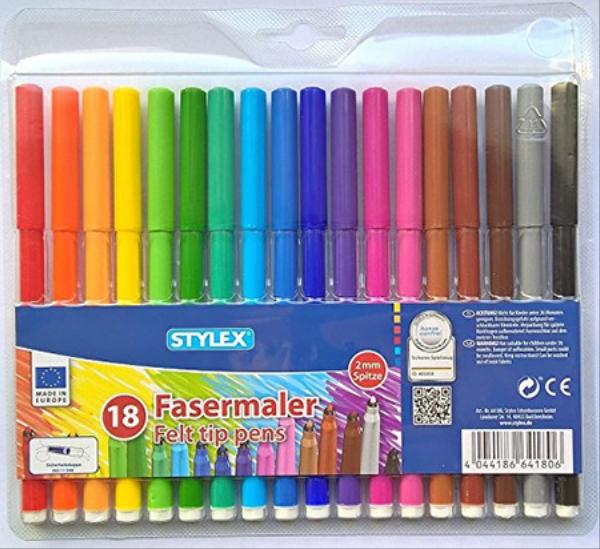 Immagine prodotto Stylex Penne a punta di fibra (Multicolore, 18 x)