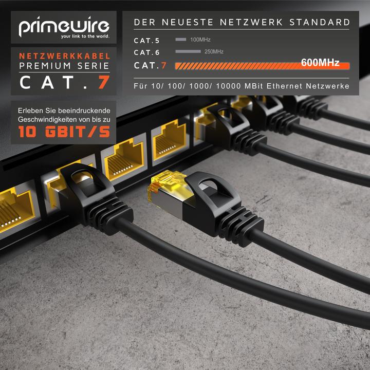 Actual product image Primewire Network cable CAT.7, RJ-45, Ethernet, Slim patch cable Cat 7, Gigabit cable, 10000 Mbit LAN cable (U/FTP, CAT7, 3 m)
