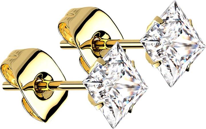 Star Piercing Ohrstecker vergoldet quadratischem Kristall silber (ohne Messing, Titan G23)