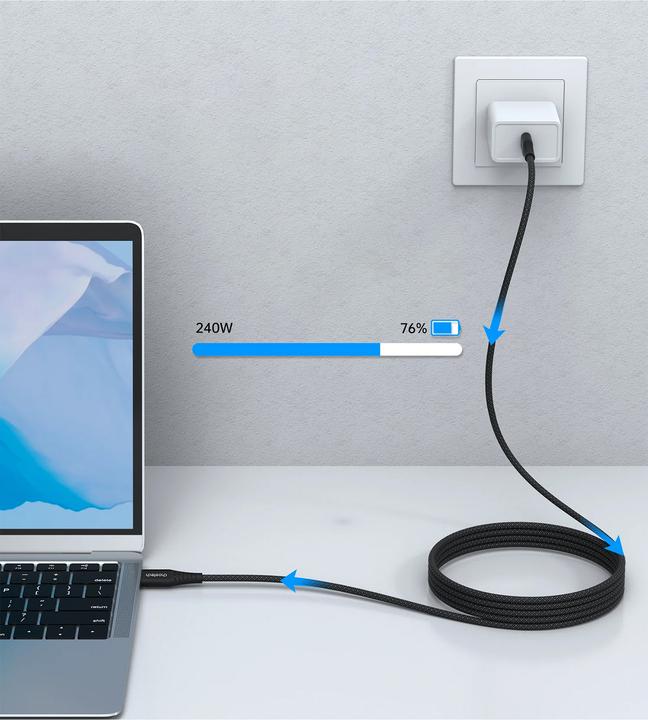 Produktbild Choetech XCC-1051 USB-C to USB-C cable, PD 240W 1.8m (black) (1.80 m, USB 3.2 Gen 2, 240 W)